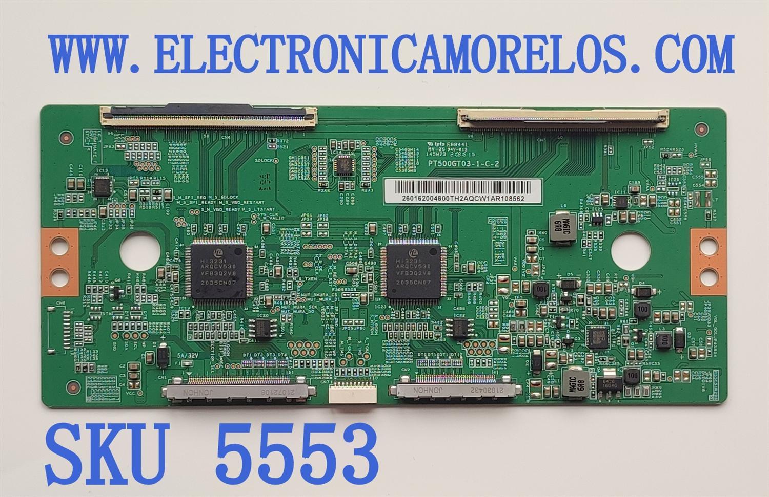 T-CON ORIGIANL PARA TV LG / NUMERO DE PARTE PT500GT03-1-C-2 / 260162004800TH / PANEL HC500EQF-VKGA1-214X / DISPLAY PT500GT03-1 VER.1.0 / MODELO 50QNED80UQA.BUSSLJM / 50QNED80AQA